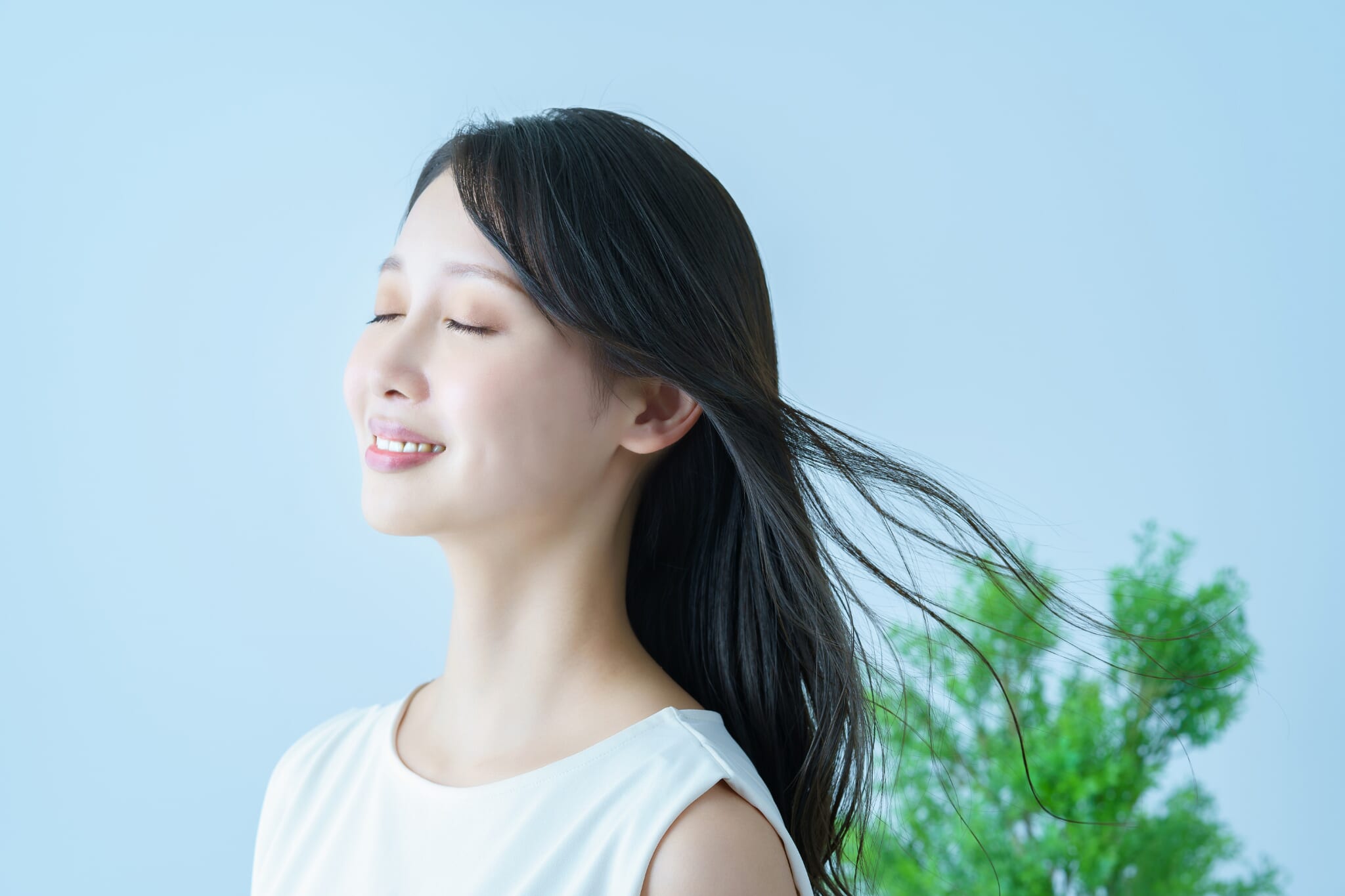 イメージ素材_健やかな髪が風になびく女性（AdobeStock_497108736）